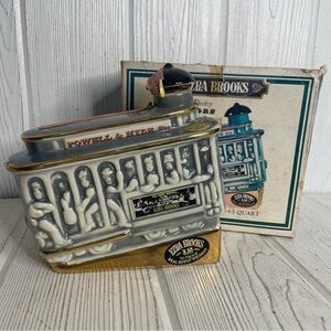 1968 Ezra Brooks Trolly Cable Car Whiskey Decanter & Box Ceramic Vintage EMPTY